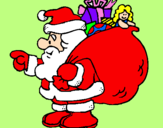 Coloring page Santa Claus with the sack of presents painted byMargarita
