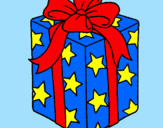 Coloring page Present wrapped in starry paper painted bydarielys