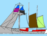 Coloring page Sailing boat with three masts painted bysarpeterbraifsord