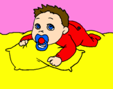Coloring page Baby playing painted by[zygis] ir [ausrine]mig.]