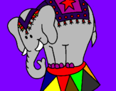 Coloring page Performing elephant painted byeli