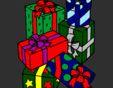 Coloring page A mountain of presents painted byKenny