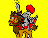 Coloring page Knight raising his sword painted bylala