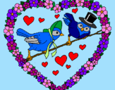 Coloring page Heart with birds painted byWyatt