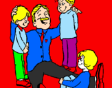 Coloring page Dad with his 3 sons painted bymariajulianap...