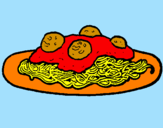 Coloring page Spaghetti with meat painted byfatima