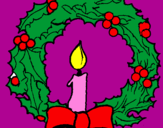 Coloring page Christmas wreath and candle painted byBRIANNA V. 