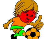 Coloring page Boy playing football painted byEvie x 