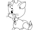 Coloring page Cat with bow painted byr5r6h57