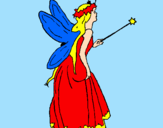 Coloring page Fairy with long hair painted bytania