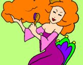 Coloring page Princess brushing her hair painted byElsie