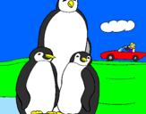 Coloring page Penguin family painted bySandy