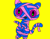 Coloring page Doodle the cat mummy painted byanna