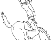 Coloring page Cowboy on horseback painted byantero