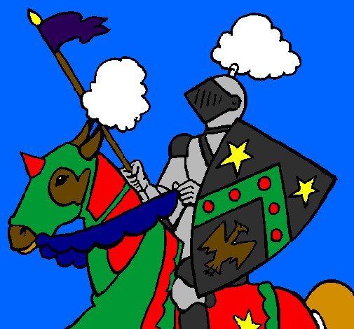 Coloring page Knight on horseback painted byDylan Strunk