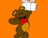 Coloring page Teddy bear with present painted bymarisol