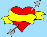 Coloring page Heart, arrow and ribbon painted byAna G.