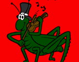 Coloring page Grasshopper with violin painted byBRITTANY