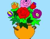 Coloring page Vase of flowers painted byoma van mimi