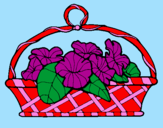 Coloring page Basket of flowers 5 painted byanna rose