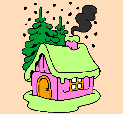 Coloring page House in snow painted byMaria