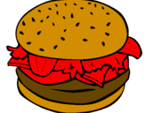 Coloring page Hamburger with everything painted byivan