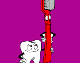 Coloring page Tooth and toothbrush painted bykayleigh