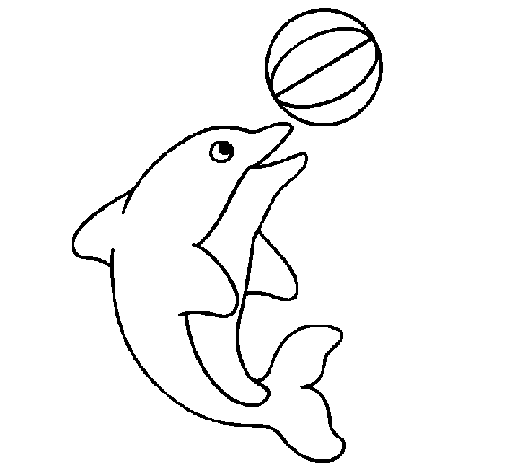 Coloring page Dolphin playing with a ball painted byFOFO
