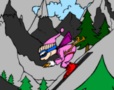 Coloring page Skier painted byzz