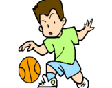Coloring page Little boy dribbling ball painted byRider Master