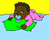 Coloring page Baby playing painted bymono