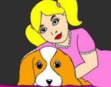 Coloring page Little girl hugging her dog painted bynikki