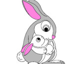 Coloring page Mother rabbit painted bybetania
