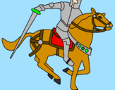 Coloring page Knight on horseback IV painted byEugene
