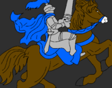 Coloring page Knight on horseback painted bycain