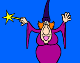 Coloring page Witch casting a spell painted byx