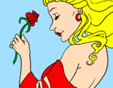 Coloring page Princess with a rose painted byCandyRules