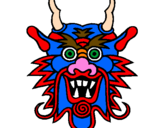 Coloring page Dragon face painted bycilla