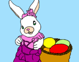Coloring page Easter bunny with watering can painted byDANI
