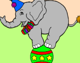 Coloring page Elephant balancing on a ball painted bysmita