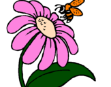 Coloring page Daisy with bee painted byfany