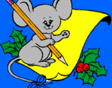 Coloring page Mouse with pencil and paper painted bydiing