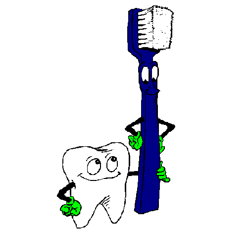 Coloring page Tooth and toothbrush painted bygrady