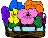 Coloring page Basket of flowers 12 painted bykkids