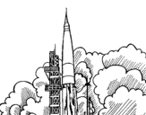 Coloring page Rocket launch painted byanonymous