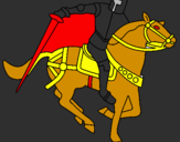 Coloring page Knight on horseback IV painted byanonymous