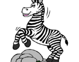 Coloring page Zebra jumping over rocks painted byThieli