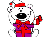 Coloring page Teddy bear with present painted byHope
