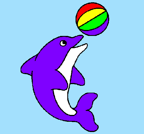 Coloring page Dolphin playing with a ball painted byhaleigh