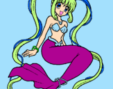 Coloring page Mermaid with pearls painted bykynsley